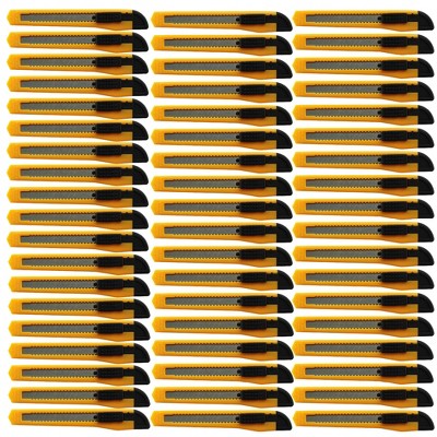 MotoProducts 50 Bulk 5" Box Cutters Yellow with Snap-Off Blades and Safety Locks
