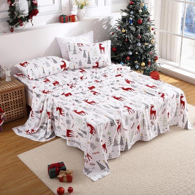 GustoWave Christmas Soft Forest Deer Bed Sheets Set with 16 Inches Deep Pocket