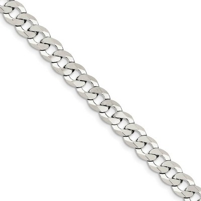 Black Bow Jewelry 8.5mm Sterling Silver Solid Flat Curb Chain Bracelet