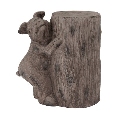 16" x 16" Modern Farmhouse Magnesium Oxide Pig Garden Sculpture Brown - Olivia & May: Outdoor Patio Decor, Playful Accent