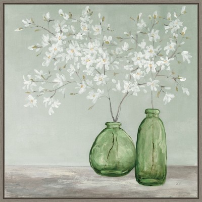 Amanti Art Delightful Spring Florals Green by Julia Purinton Canvas Wall Art Print Framed 22 x 22-in.