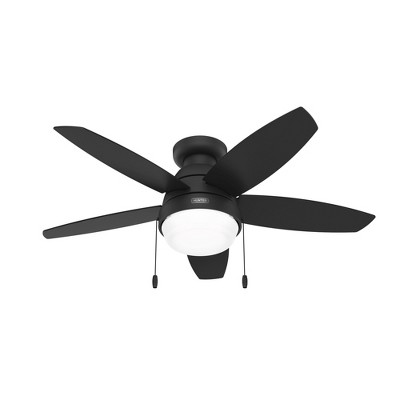 Hunter 44" Lilliana Matte Black Lighted Ceiling Fan with Integrated LED and Pull Chain Control