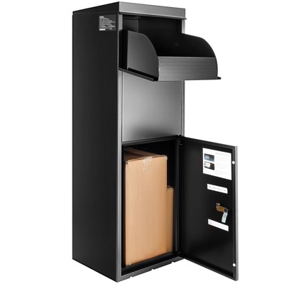 VEVOR Package Delivery Boxes for Outside 13.9"x11.6"x42", Galvanized Steel Delivery Box for Packages With Coded Lock, Anti-theft Baffle, Black
