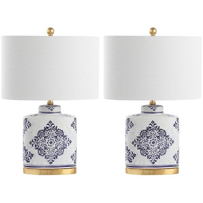 Kamdyn Table Lamp (Set of 2) - 23.75 Inch Height - TBL4145 - Blue/White - Safavieh