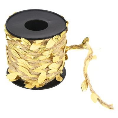 Unique Bargains Jungle Wedding Party Home Garden Decor Burlap Leaf Ribbon Jute Twine Artificial Vine