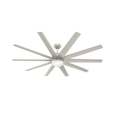 Hunter 72" Overton Lighted Ceiling Fan Matte Nickel Finish - 10 Blades, Whisper Quiet, Energy Efficient, Damp Rated