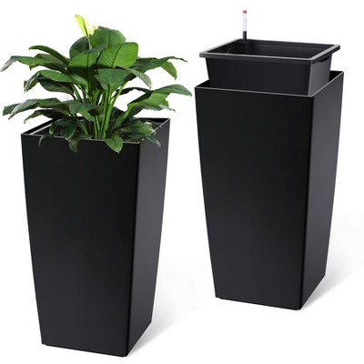 30" Tall Planters Set of 2, High Front Porch Planter Pots with Drainage Holes＆Water Level Monitor＆Inner Bucket, Automatic Watering