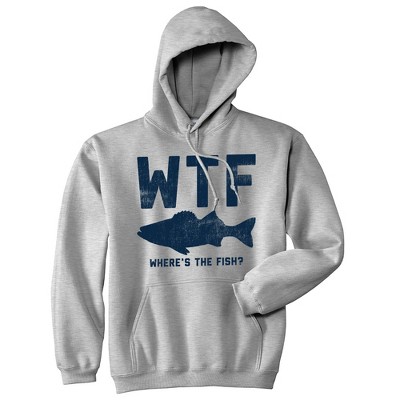 WTF Wheres The Fish Adult Hoodie Funny Fishing Acronym Fishermen Joke Hooded Sweatshirt - Crazy Dog Hoodie For Fishers
