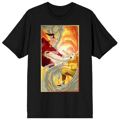 Avatar the Last Airbender Aang and Zuko Fighting Black Graphic Tee