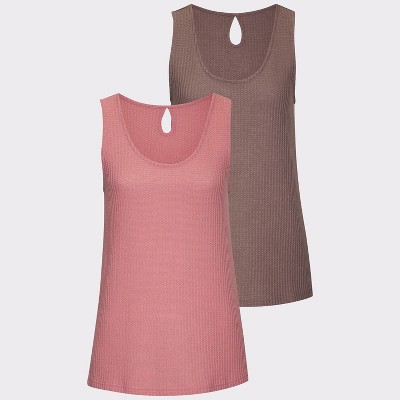 Women's 2 Pack Waffle Knit Tank Tops - LASCANA
