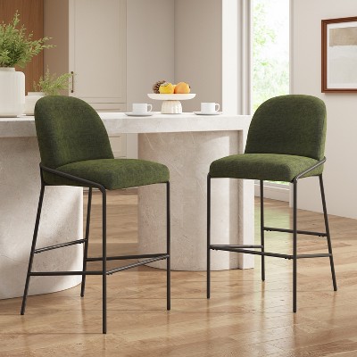Christopher Knight Home Annas Contemporary Metal Upholstered Barstools (Set of 2)