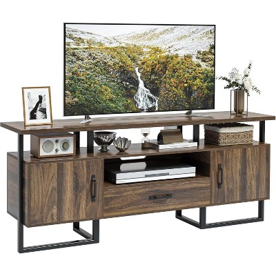 Industrial TV Stand for 75 Inch TV, 70" Entertainment Center with Storage Drawer, Rustic Brown Cabinet