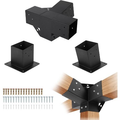 Pergola Bracket Kit,15° Angled Roof Brackets for 4x4 Lumber,3-Way Metal Connectors for DIY Pergola,Gazebo & Carport