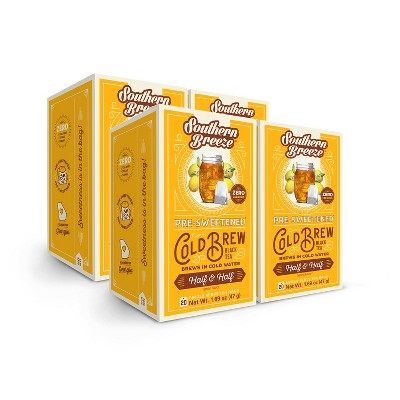 Southern Breeze Cold Brew Sweet Tea Half and Half Iced Tea with 20 Individually Wrapped Tea Bags, Pack of 4