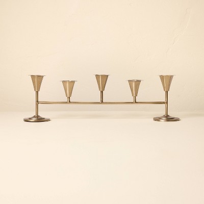 20" Metal Tabletop Taper Candelabra Brass Finish - Hearth & Hand™ with Magnolia