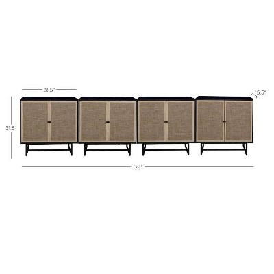 Nathan James Set of 4 Kova Rattan Console Table with Doors