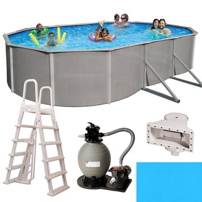 Blue Wave Oval 144"x288" Belize Steel Wall Pool Package