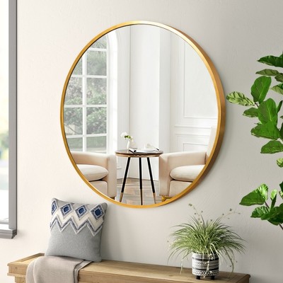 Dovelina Round Mirror Metal Framed Decorative Wall Mirror