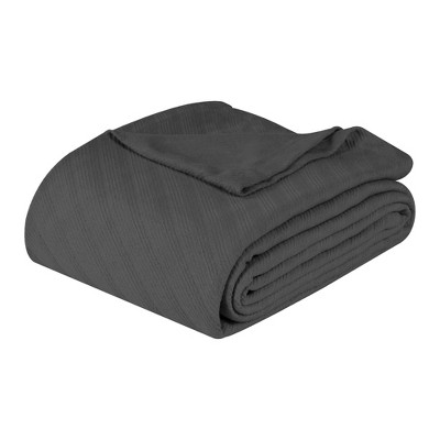 Modern Cotton Textured Striped Lightweight Woven Blanket by Blue Nile Mills