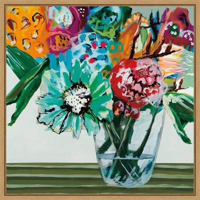 16" x 16" Sherbet Floral Bouquet by A. Fitzsimmons Framed Wall Canvas - Amanti Art: Abstract Botanical Lithograph, Modern Decor