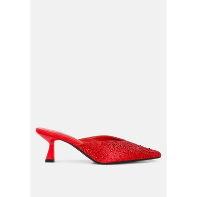 Aldora Rhinestones Embellished Satin Mules Women