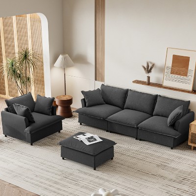 Whisen Oversized Modern Sofa Module for Modular Sectional Sofa, Wide Seat Chenille Armchair with Pillows