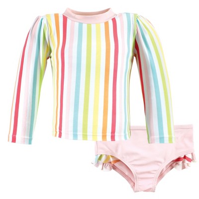 Hudson Baby Girls Swim Rashguard Set, Rainbow Stripe
