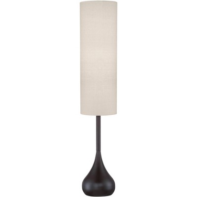 Possini Euro Design Moderne Mid Century Modern 62" Tall Droplet Floor Lamp with Smart Socket Bronze Beige Cylinder Shade for Living Room
