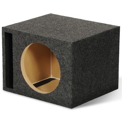 QPower QBASS Dual Vented 12 Inch Heavy Duty MDF Material Single Car Audio Subwoofer Enclosure Box with 2 Vents for Better Heat Management, Charcoal