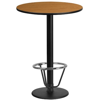 Emma and Oliver 24"RD Natural Laminate Bar Table Top-18"RD Base/Foot Ring