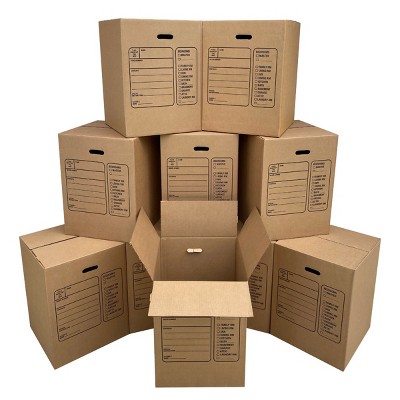 UBMOVE Pack of 10 Premium Large Corrugated Moving Boxes with Handles, 18" x 18" x 24"
