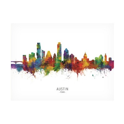 Trademark Fine Art Michael Tompsett 'Austin Texas Skyline Named' Canvas Art