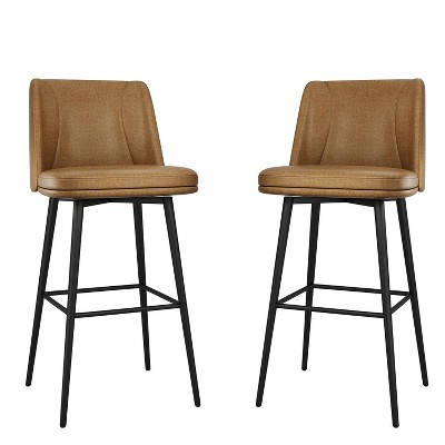 Vipbear Counter Height Swivel Bar Stools Set of 2, Upholstered Fabric Bar Stools with Backs, Metal Base, 26.9"/30.1" Seat Height