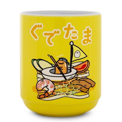 Silver Buffalo Sanrio Gudetama Sailing On Ramen Ceramic Tea Cup | Holds 9 Ounces