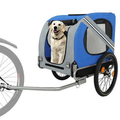 Gulches Pet Strollers: Blue-Gray Large Folding Bike Trailer for Dogs
