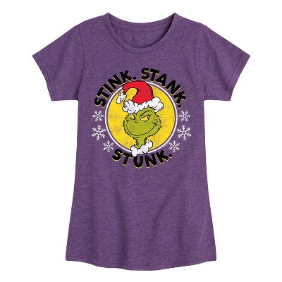 Girls' - Dr. Seuss - The Grinch Stink Stank Stunk Fitted Short Sleeve Graphic T-Shirt