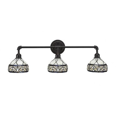 Toltec Lighting Vintage 3 - Light Vanity in  Dark Granite with 7" Royal Merlot Art Glass Shade