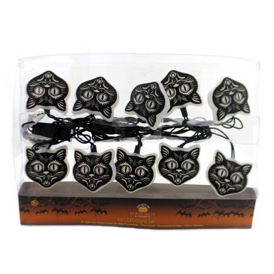 Kurt S. Adler 2.5 Inch Black Cat Mask Led Light Set Halloween , Indoor Outdoor Electric (1PC)