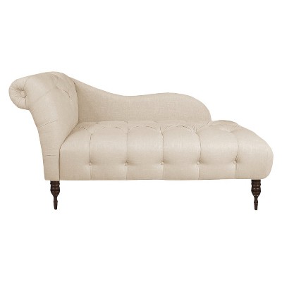 Skyline Furniture Eden Diamond Tufted Chaise: Upholstered Lounge Chair, Wood Legs