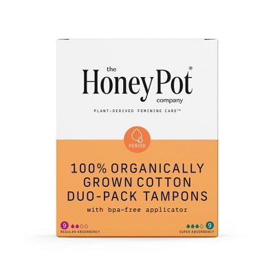 The Honey Pot Company, Organic Cotton Core Duo-Pack Applicator Tampons - 18ct