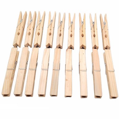 Handy Housewares 18-Piece Large 3.75" Long Wooden Clothespins, Great Wood Spring Clips for Everyday Clothes Hanging, Laundry, Towels, Crafts