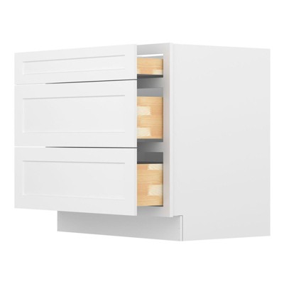 HOMLUX Easy-DIY 24 in D x 34.5 in H in Shaker White Ready to Assemble Drawer Base Kitchen Cabinet With 3-Drawers