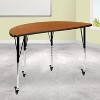 Emma and Oliver Mobile 47.5" Half Circle Wave Flexible Collaborative Oak Adjustable Height Activity Table - 2 of 4