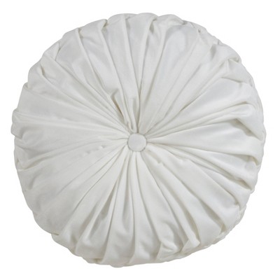 14" Velvet Pintucked Poly Filled Round Throw Pillow - Saro Lifestyle