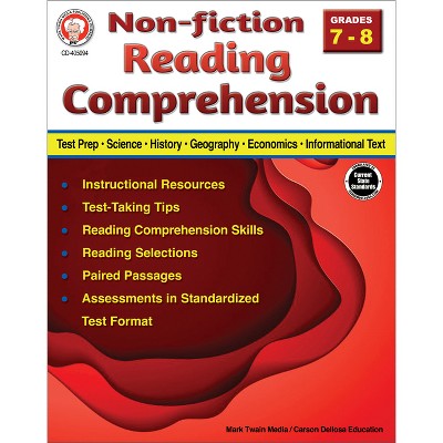 Nonfiction Reading Comprehension Workbook, Grades 7 - 8 - by  Schyrlet Cameron (Paperback)