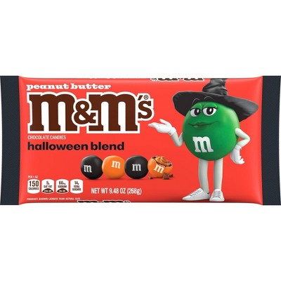 M&M's Peanut Butter Halloween Black and Orange Milk Chocolate Candy Bag - 9.48 oz
