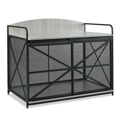 Gulches 42.8" Heavy Duty Large Dog Crate Furniture for Large Medium Dog, Farmhouse Wooden Dog Kennel Indoor End Table, Decorative Pet House, Gray