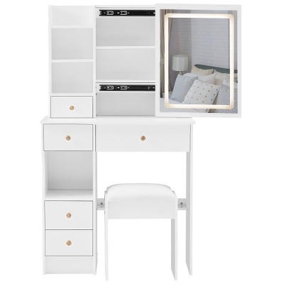 Ridstar 29.2 in. W Small Size Left Drawer Desktop Vanity Table with High Capacity Storage For Small Space-White