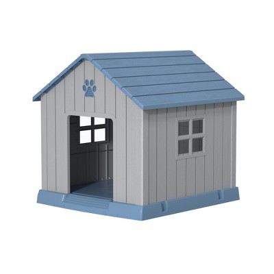 SEVOBAL Pet Crates and Houses Pointed Dog House Waterproof UV Resistant Grass Nails Top Vents Support Columns Outdoor, Blue, 37.8"*40.87"*38.82"