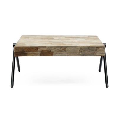 Gurley Handcrafted Modern Industrial Mango Wood Coffee Table Gray/Black - Christopher Knight Home: Iron Frame, Spot Clean